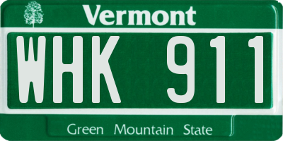 VT license plate WHK911