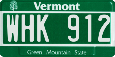 VT license plate WHK912