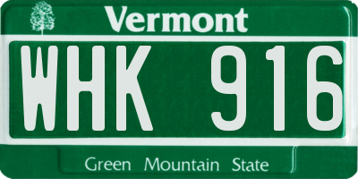 VT license plate WHK916