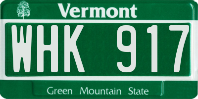 VT license plate WHK917