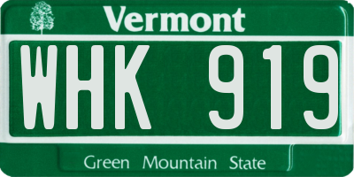 VT license plate WHK919