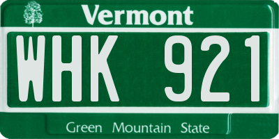 VT license plate WHK921