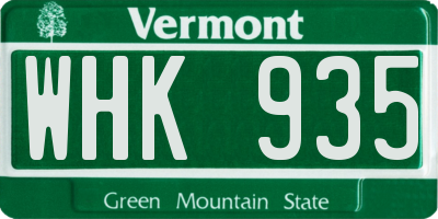 VT license plate WHK935