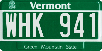 VT license plate WHK941