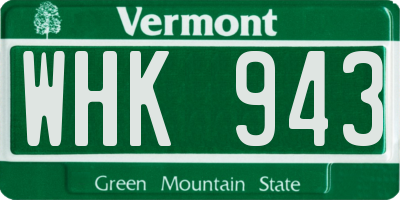 VT license plate WHK943