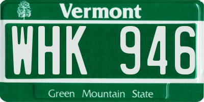 VT license plate WHK946