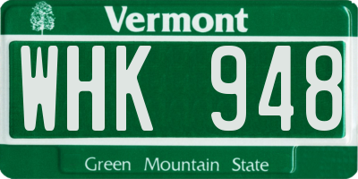 VT license plate WHK948