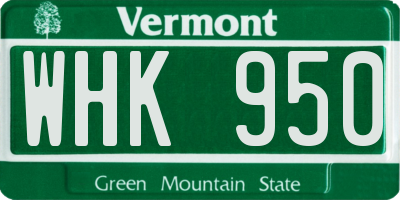 VT license plate WHK950