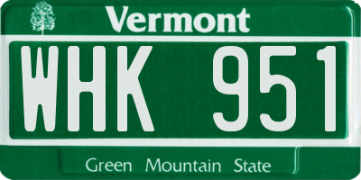 VT license plate WHK951