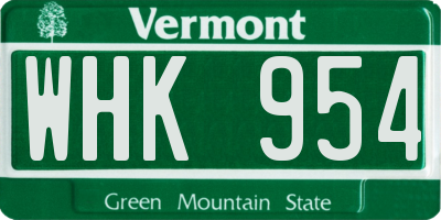 VT license plate WHK954
