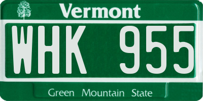 VT license plate WHK955