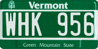 VT license plate WHK956