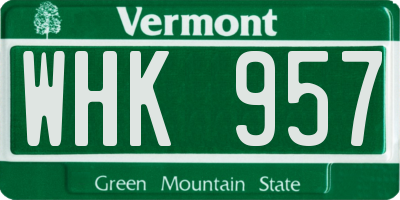 VT license plate WHK957