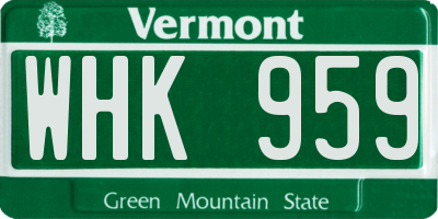 VT license plate WHK959