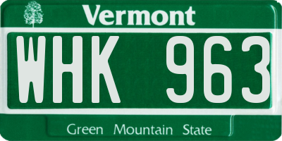 VT license plate WHK963