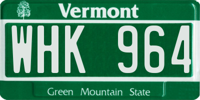 VT license plate WHK964