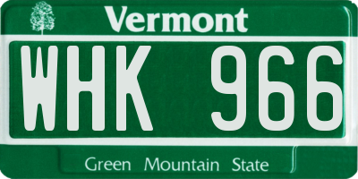 VT license plate WHK966