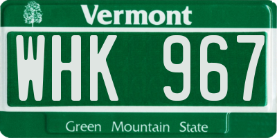 VT license plate WHK967