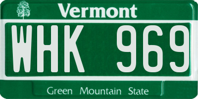 VT license plate WHK969