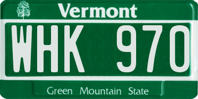 VT license plate WHK970