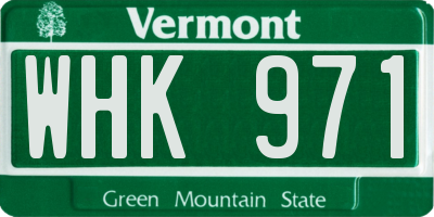 VT license plate WHK971