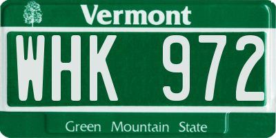VT license plate WHK972