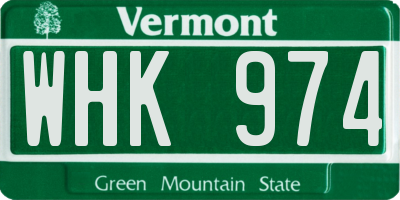 VT license plate WHK974