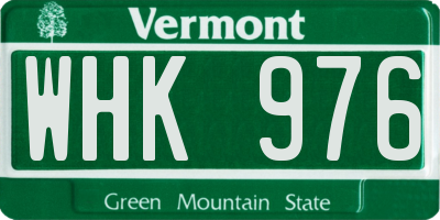 VT license plate WHK976