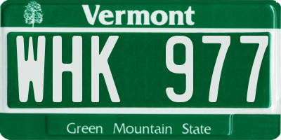 VT license plate WHK977