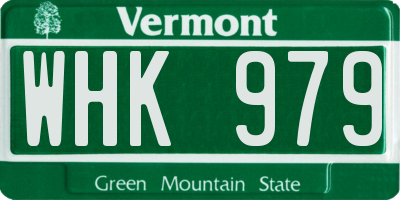 VT license plate WHK979