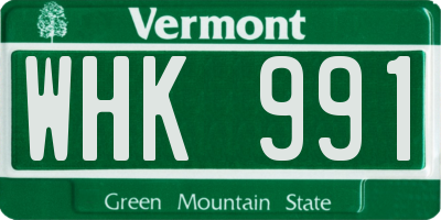 VT license plate WHK991