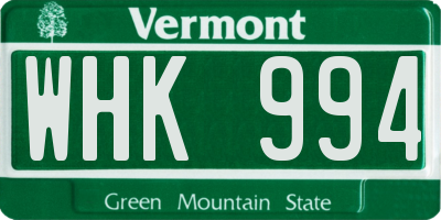 VT license plate WHK994