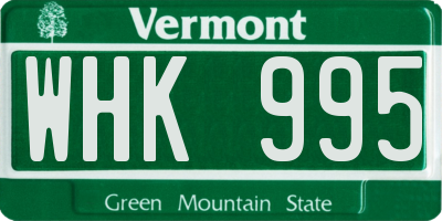 VT license plate WHK995