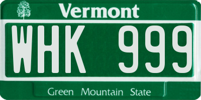 VT license plate WHK999