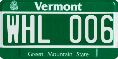 VT license plate WHL006