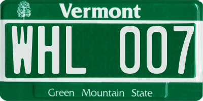 VT license plate WHL007