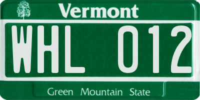 VT license plate WHL012