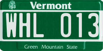 VT license plate WHL013