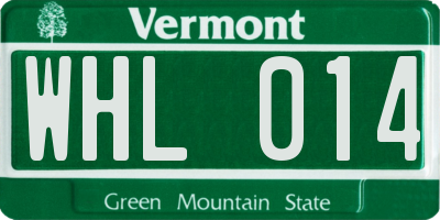 VT license plate WHL014