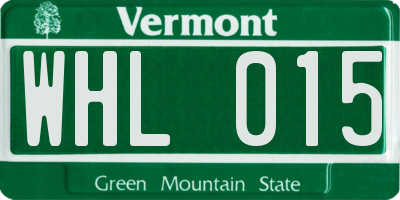 VT license plate WHL015