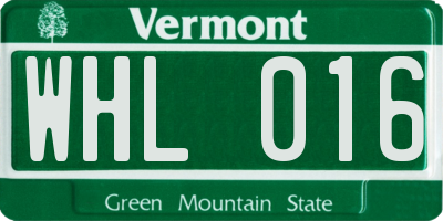 VT license plate WHL016