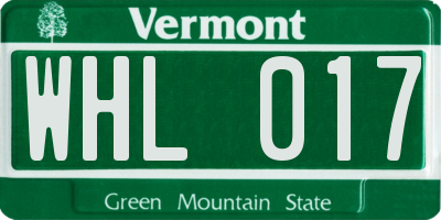 VT license plate WHL017