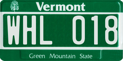 VT license plate WHL018