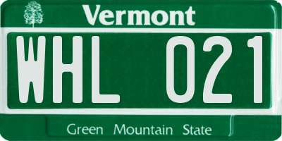 VT license plate WHL021