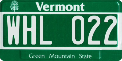 VT license plate WHL022