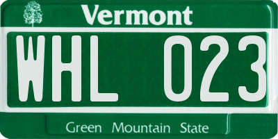 VT license plate WHL023