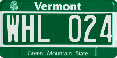 VT license plate WHL024