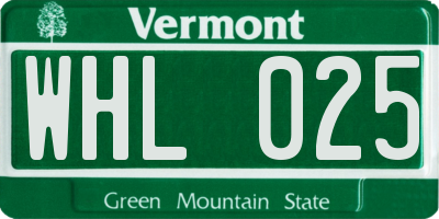VT license plate WHL025