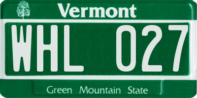 VT license plate WHL027