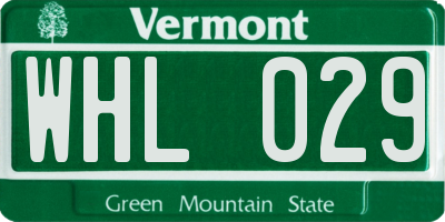 VT license plate WHL029